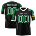 Custom Black Kelly Green-White Color Block Personalized Raglan Sleeves Authentic Football Jersey