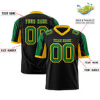 Custom Black Kelly Green-Gold Color Block Personalized Raglan Sleeves Authentic Football Jersey