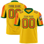 Custom Gold Orange-Kelly Green Color Block Personalized Raglan Sleeves Authentic Football Jersey