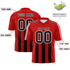 Custom Red Black Vertical Fine Stripe Gradient Fashion Personalized Team Football Jersey