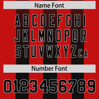 Custom Red Black Vertical Fine Stripe Gradient Fashion Personalized Team Football Jersey