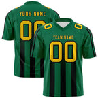 Custom Kelly Green Black Vertical Fine Stripe Gradient Fashion Personalized Team Football Jersey