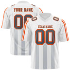 Custom White Gray Vertical Fine Stripe Gradient Fashion Personalized Team Football Jersey