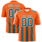 Custom Orange Aqua Vertical Fine Stripe Gradient Fashion Personalized Team Football Jersey