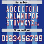 Custom Royal Powder Blue Vertical Fine Stripe Gradient Fashion Personalized Team Football Jersey