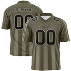 Custom Olive Camel Vertical Fine Stripe Gradient Fashion Personalized Team Football Jersey