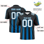 Custom Black Light Blue Vertical Fine Stripe Gradient Fashion Personalized Team Football Jersey