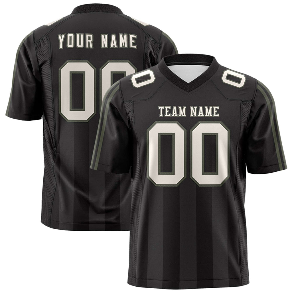 Custom Black Gray Vertical Fine Stripe Gradient Fashion Personalized Team Football Jersey