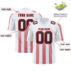 Custom White Red Vertical Fine Stripe Gradient Fashion Personalized Team Football Jersey