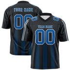 Custom Black Royal Vertical Fine Stripe Gradient Fashion Personalized Team Football Jersey