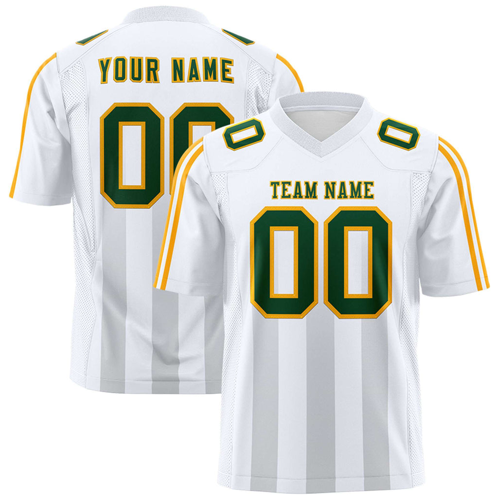 Custom White Gray Vertical Fine Stripe Gradient Fashion Personalized Team Football Jersey