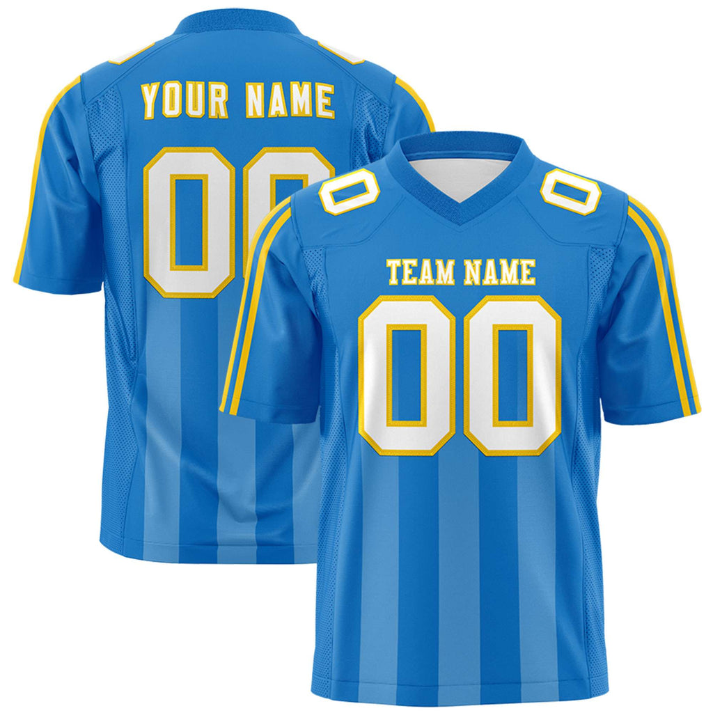 Custom Powder Blue White Vertical Fine Stripe Gradient Fashion Personalized Team Football Jersey