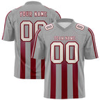 Custom Gray Cardinal Vertical Fine Stripe Gradient Fashion Personalized Team Football Jersey