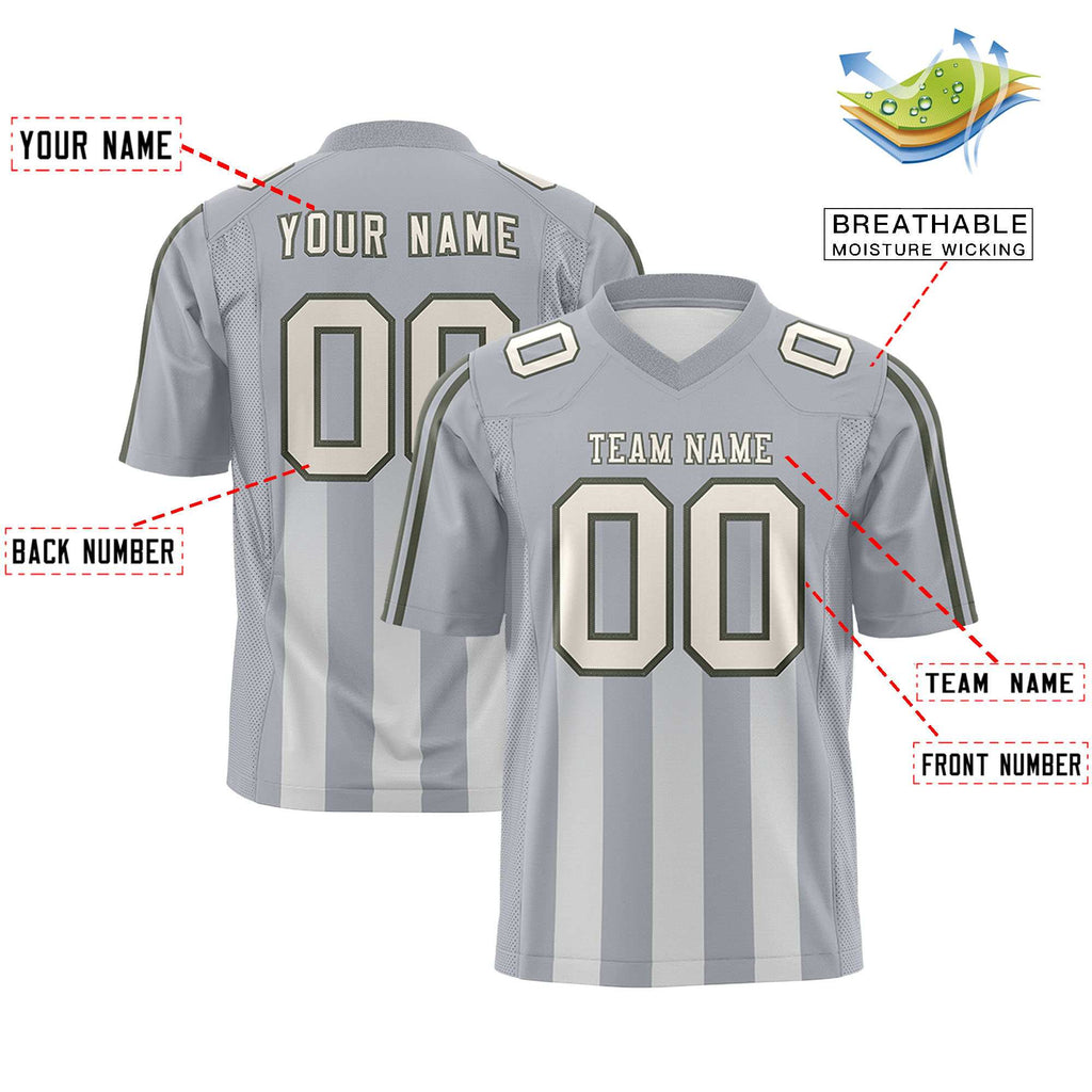 Custom Grey Gray Vertical Fine Stripe Gradient Fashion Personalized Team Football Jersey