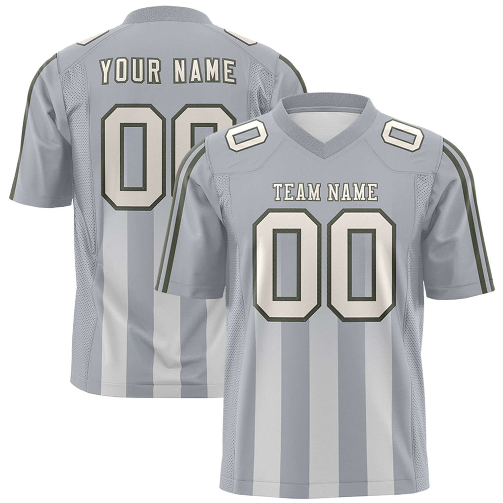Custom Grey Gray Vertical Fine Stripe Gradient Fashion Personalized Team Football Jersey