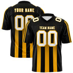 Custom Black Yellow Vertical Fine Stripe Gradient Fashion Personalized Team Football Jersey