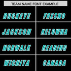 Custom Black Aqua and White Side Stripe Pattern Authentic Football Jersey