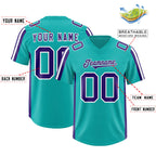 Custom Aqua Purple and White Side Stripe Pattern Authentic Football Jersey