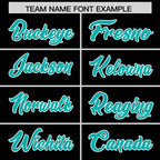 Custom Black Aqua and White Side Stripe Pattern Authentic Football Jersey