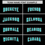Custom Black Aqua and White Side Stripe Pattern Authentic Football Jersey