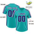 Custom Aqua Purple and White Side Stripe Pattern Authentic Football Jersey