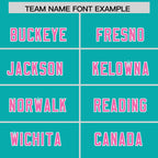 Custom Aqua Pink and White Side Stripe Pattern Authentic Football Jersey