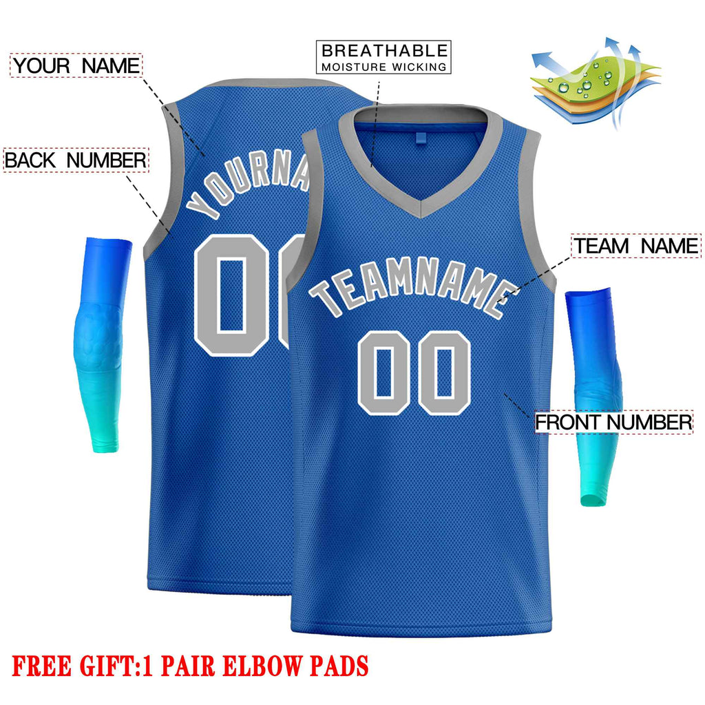 Custom Blue Gray-White Classic Tops Men Casual Basketball Jersey