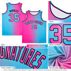 Custom Pink Blue Black-Pink Gradient Fashion Tops Bull Basketball Jersey