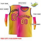 Custom Pink Yellow Black-Yellow Gradient Fashion Tops Bull Basketball Jersey
