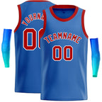 Custom Blue Red-White Classic Tops Casual Basketball Jersey