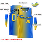 Custom Yellow Blue Black-Blue Gradient Fashion Tops Heal Basketball Jersey