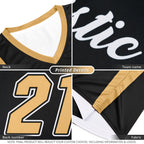 Custom Black White-Khaki Double Side Tops Athletic Basketball Jersey
