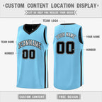 Custom Black Light Blue Double Side Tops Training Basketball Jersey