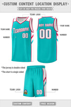 Custom Aqua White Double Side Sets Men Basketball Jersey