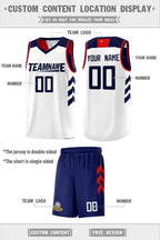 Custom Navy White Double Side Sets Men Basketball Jersey