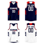 Custom Navy White Double Side Tops Basketball Jersey