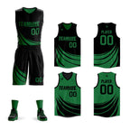 Custom Black Green Double Side Sets Design Sportswear Basketball Jersey