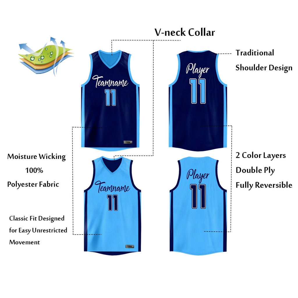 Custom  Reversible Mesh Basketball Jersey Personalized Double Side Tops