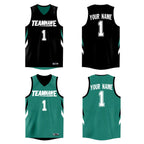Custom Black Green Double Side Tops Athletic Basketball Jersey