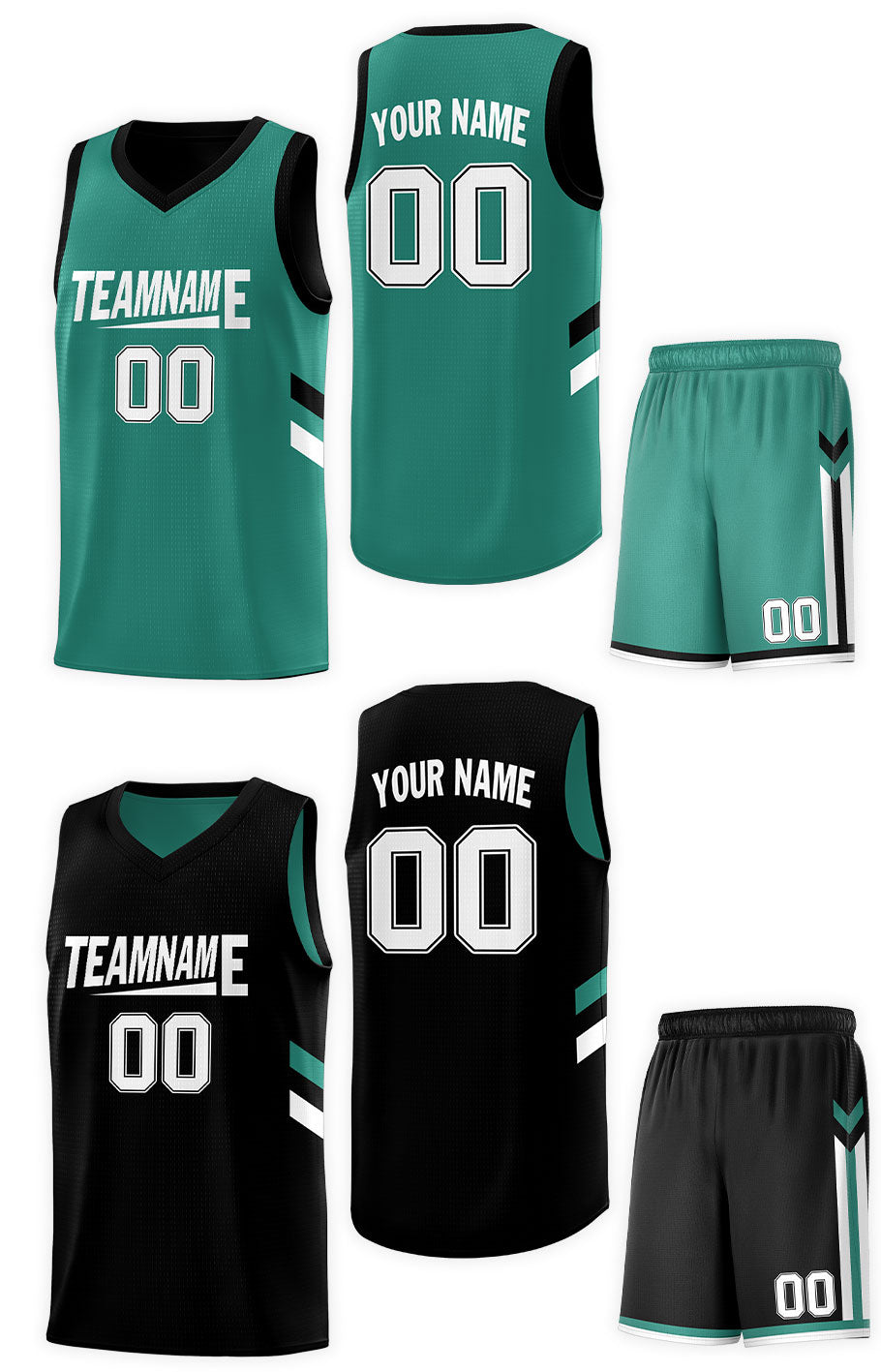 Custom Black Green Double Side Sets Design Sportswear Basketball Jersey