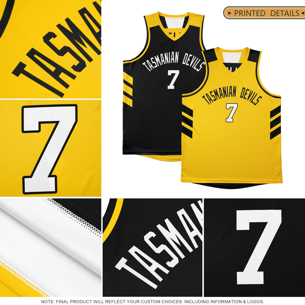 Custom Black Neon Green Reversible Double Side Tops Basketball Jersey