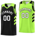 Custom Black Neon Green Reversible Double Side Tops Basketball Jersey