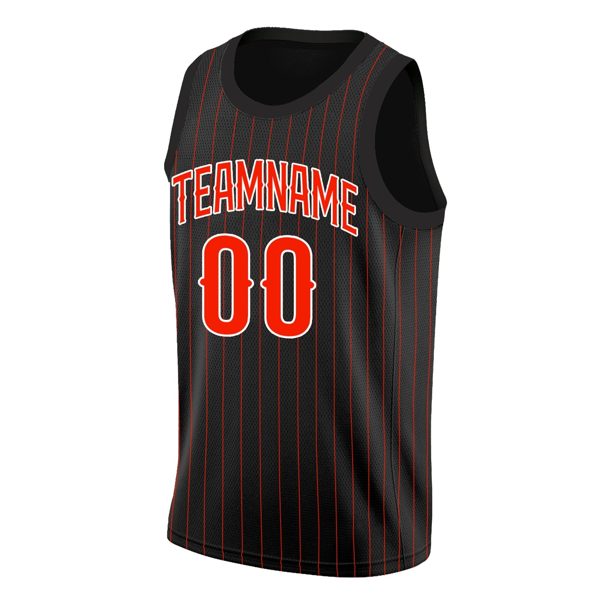 Custom Black Red-White Stripe Fashion Tops Breathable Basketball Jersey