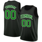 Custom Black Green-White Stripe Fashion Tops Breathable Basketball Jersey