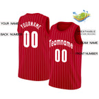 Custom Red White Stripe Fashion Tops Mesh Basketball Jersey