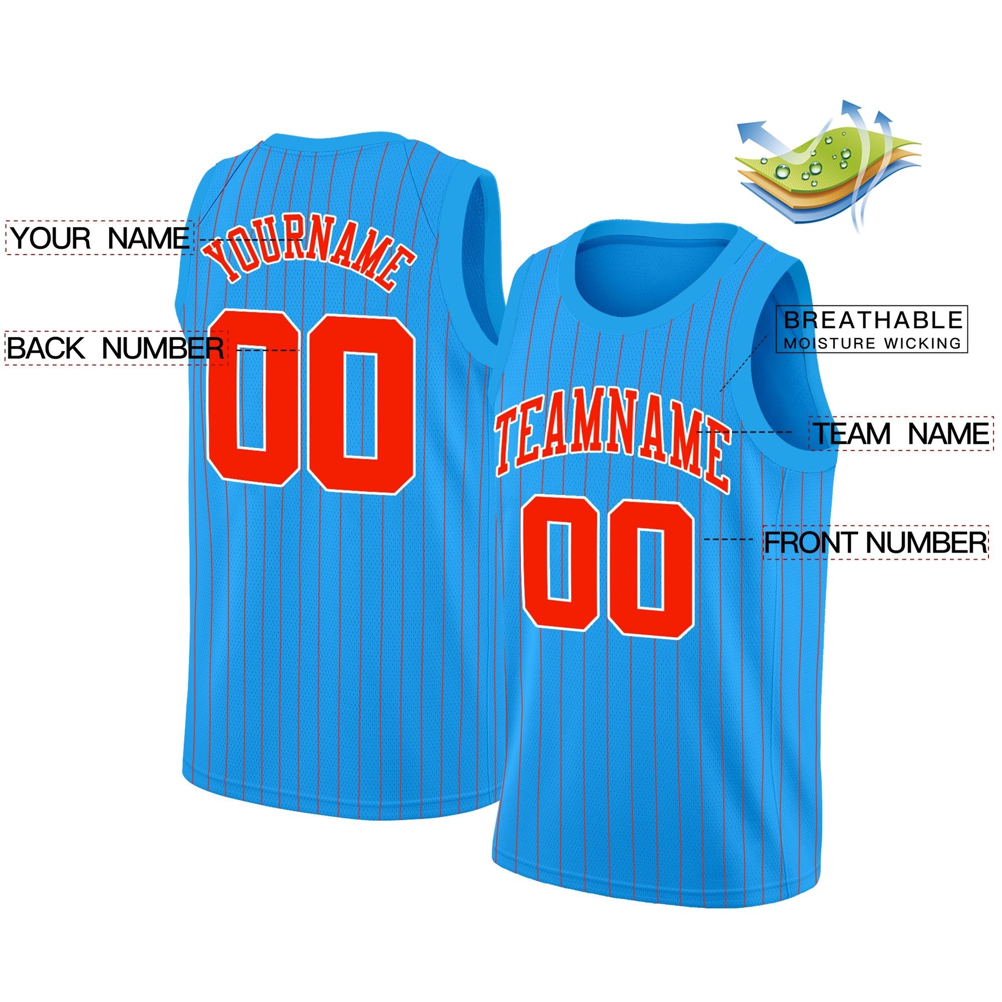 Custom Blue Red-White Stripe Fashion Tops Fashion Sportwear Basketball Jersey