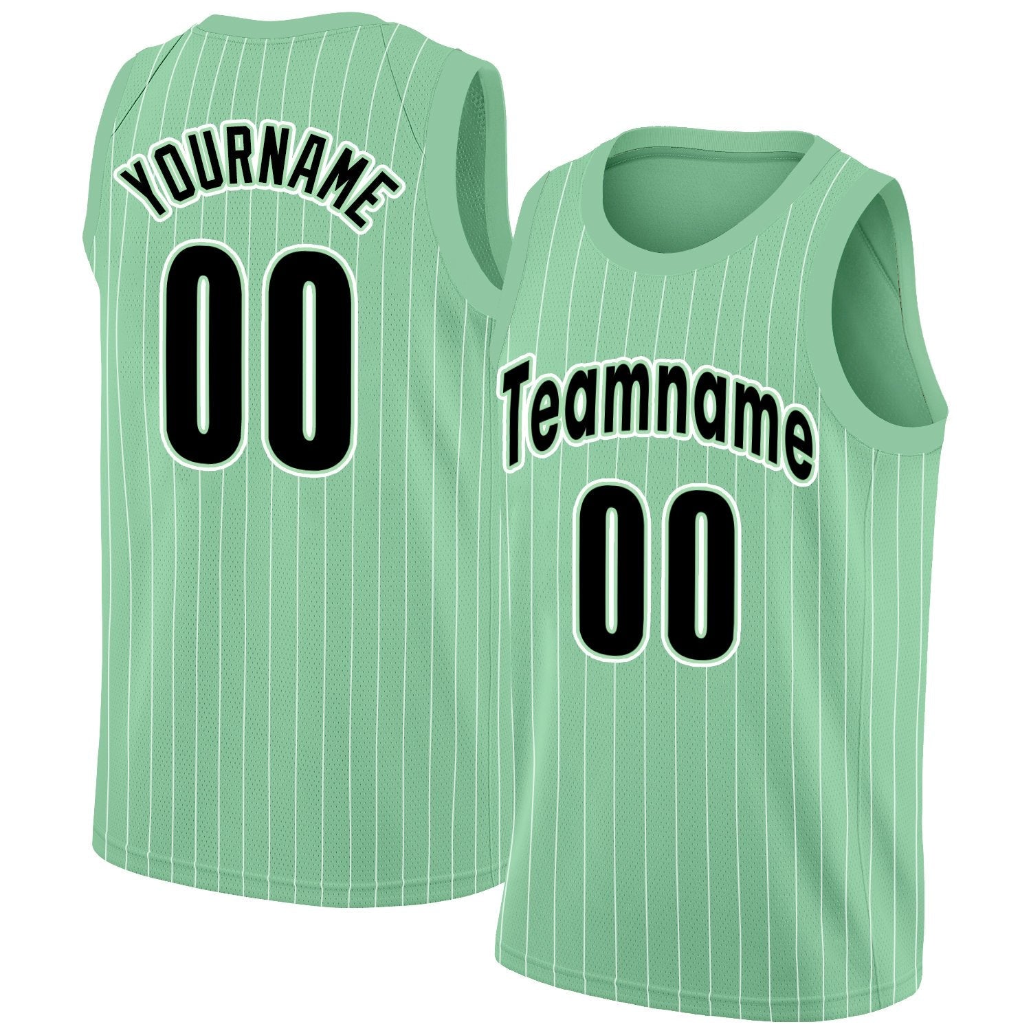 Custom Green Black-White Stripe Fashion Tops Men Casual Basketball Jersey