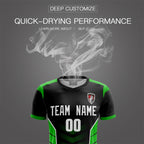 Custom Black Green Soft Training Uniform Soccer Sets Jersey