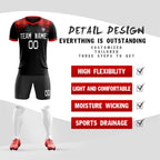 Custom Black Red Soft Training Uniform Soccer Sets Jersey