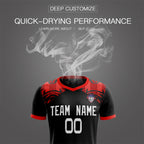 Custom Black Red Soft Training Uniform Soccer Sets Jersey